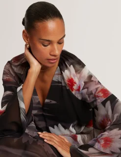 New Lobster Limited Festliche Kleidung|Neue Frühlingsblumen<Minikleid mit Lilienmuster, Rüschen und langen Ärmeln
