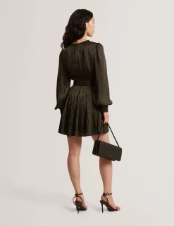 New Lobster Limited Kleider<Minikleid mit Stufenrock und Bindegürtel, zartem Muster