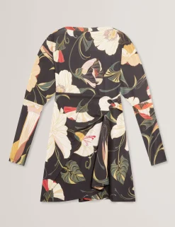 New Lobster Limited Festliche Kleidung|Neue Frühlingsblumen<Minikleid mit Wickeloptik und Blumenmuster