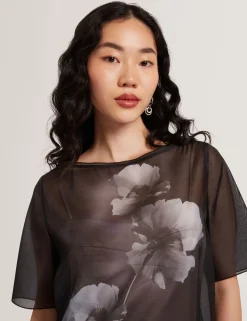 New Lobster Limited Kleider<Mini-T-Shirt-Kleid aus Organza mit Blumenmuster