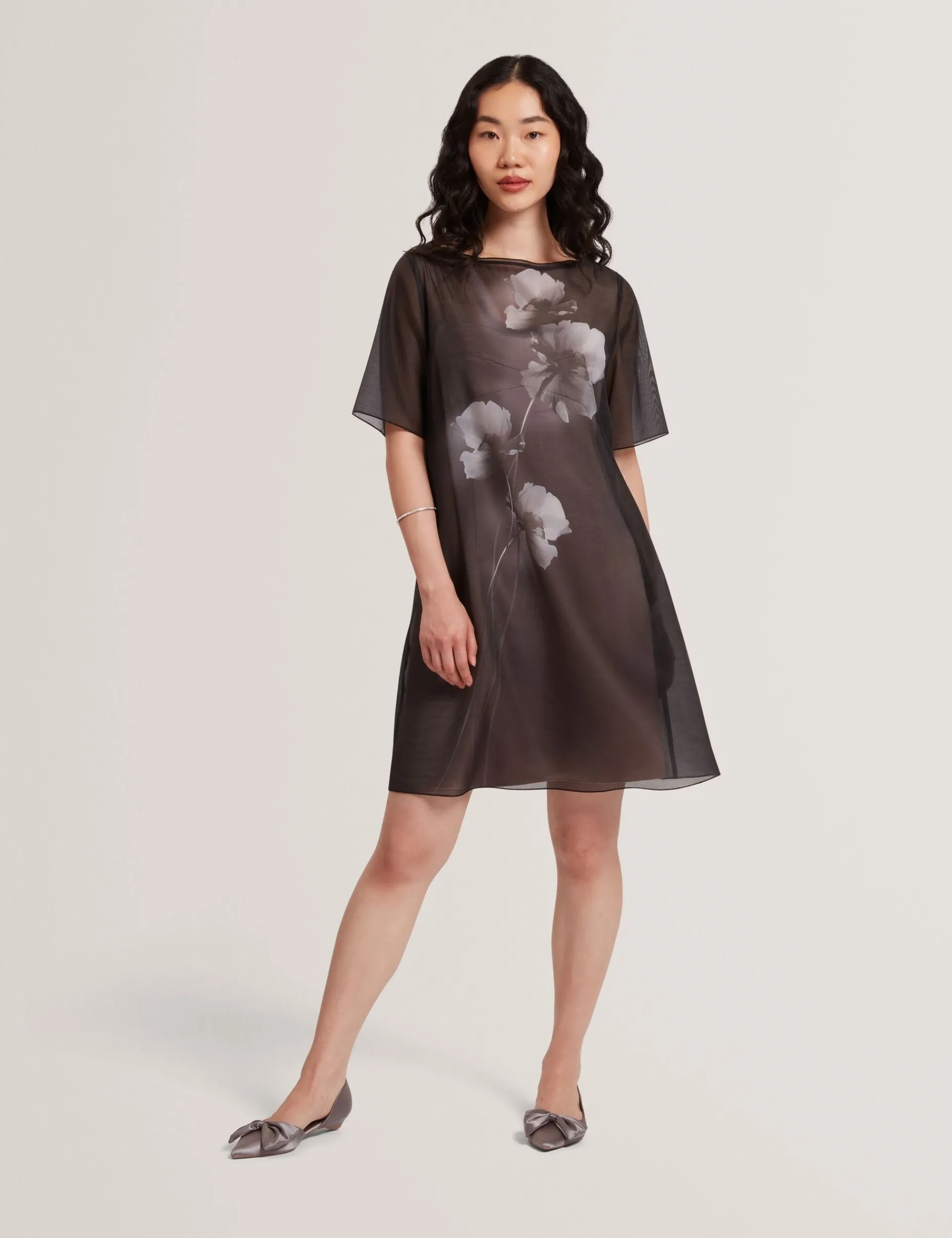New Lobster Limited Kleider<Mini-T-Shirt-Kleid aus Organza mit Blumenmuster