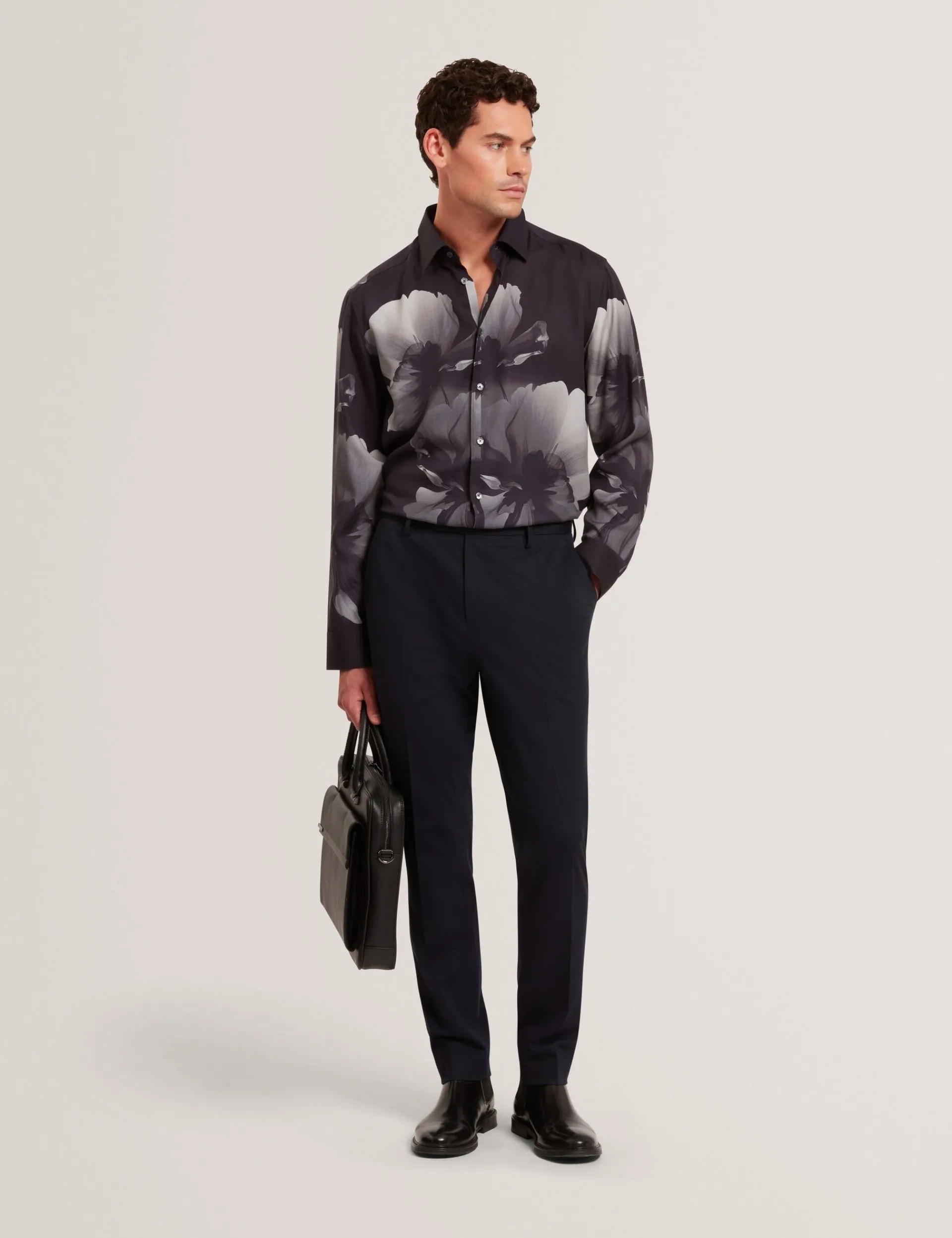 Herren New Lobster Limited Luxusgeschenke Für Herren|Arbeitskleidung<Monochromes Langarmhemd mit Blumenmuster