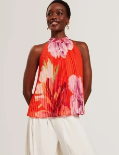 New Lobster Limited Festliche Kleidung|Oberteile & Blusen<Neckholder-Top mit Blumenmuster und Falten