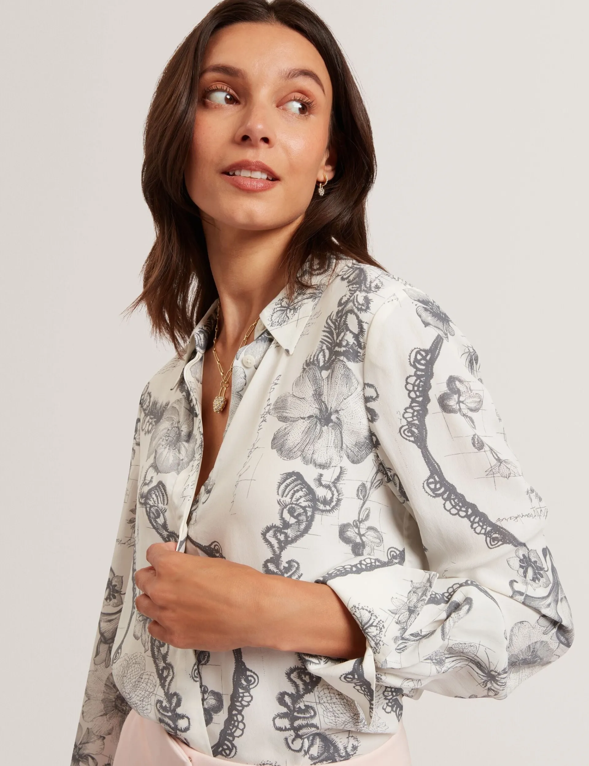 New Lobster Limited Oberteile & Blusen|Neue Frühlingsblumen<Nottingham Lace Print Longline Shirt