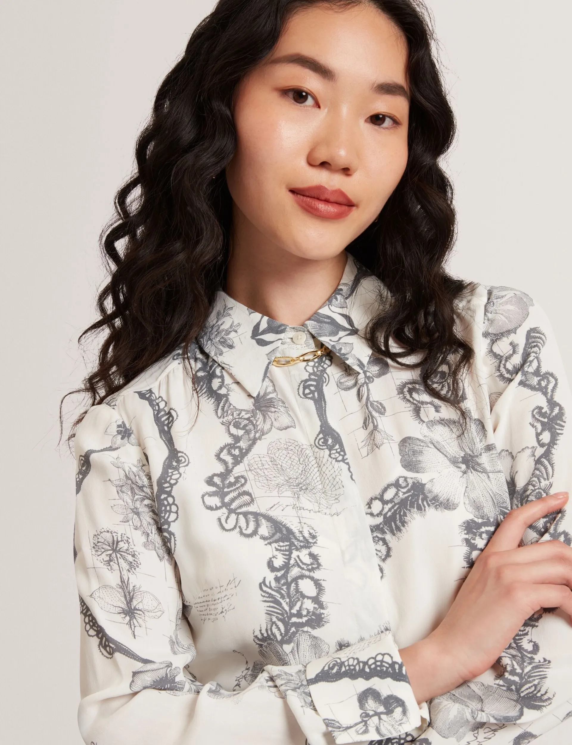 New Lobster Limited Kleider|Neue Frühlingsblumen<Nottingham Midi-Hemdkleid mit Spitzenprint