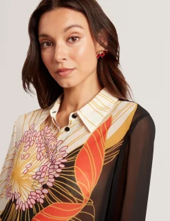 New Lobster Limited Anzüge & Zweiteiler|Oberteile & Blusen<Nouveau Floral Halbtransparentes Longline-Hemd