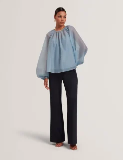 New Lobster Limited Festliche Kleidung|Oberteile & Blusen<Organza-Bluse mit langen Ballonärmeln