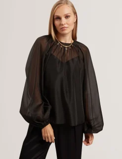 New Lobster Limited Festliche Kleidung|Oberteile & Blusen<Organza-Bluse mit langen Ballonärmeln