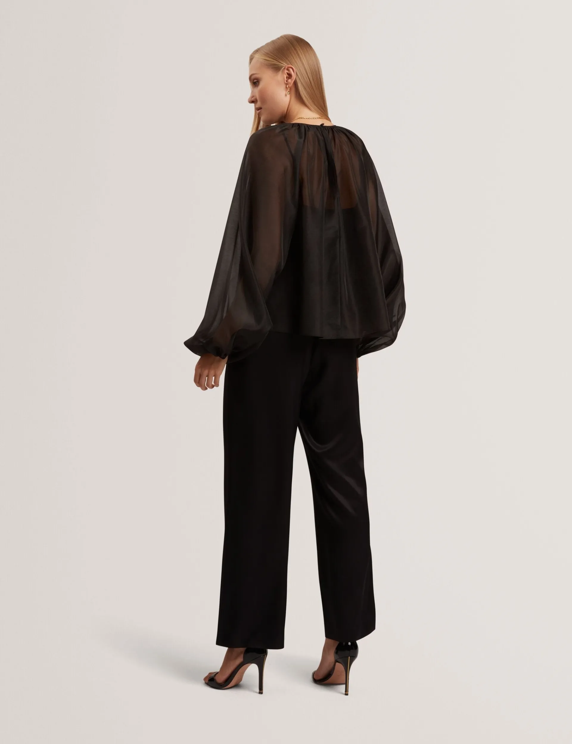 New Lobster Limited Festliche Kleidung|Oberteile & Blusen<Organza-Bluse mit langen Ballonärmeln
