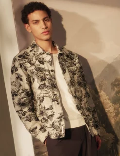 Herren New Lobster Limited Luxusgeschenke Für Herren|Mäntel Und Jacken<Overshirt mit schattiertem Blumenmuster und Jacquard-Einsatz