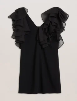 New Lobster Limited Festliche Kleidung|Kleider<Oversized Minikleid mit Rüschenbesatz und V-Ausschnitt