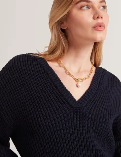 New Lobster Limited Oberteile & Blusen|Pullover & Strickjacken<Oversized V-Ausschnitt Fischerpullover