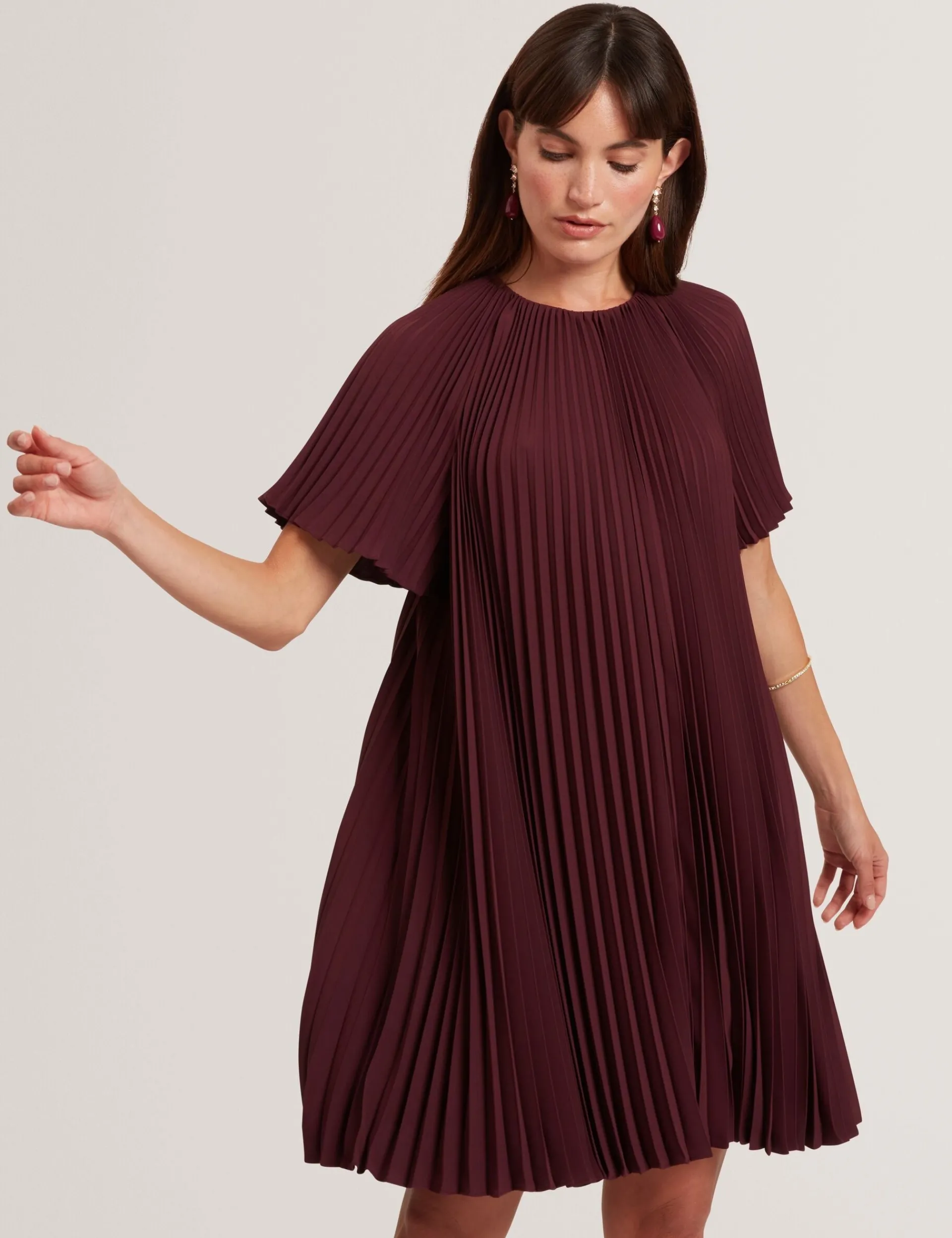 New Lobster Limited Kleider<Plissiertes A-Linien-Minikleid mit kurzen Ärmeln