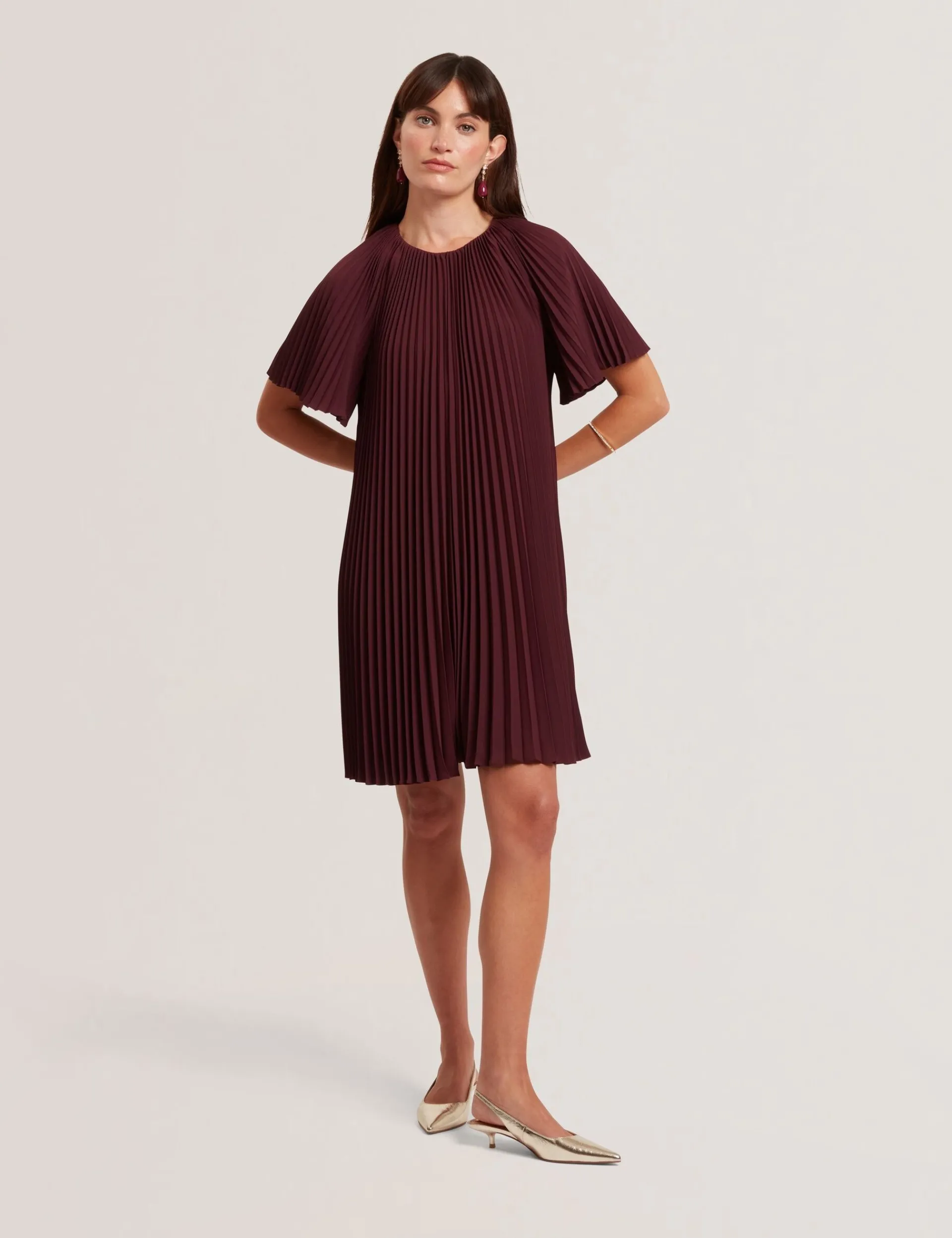 New Lobster Limited Kleider<Plissiertes A-Linien-Minikleid mit kurzen Ärmeln