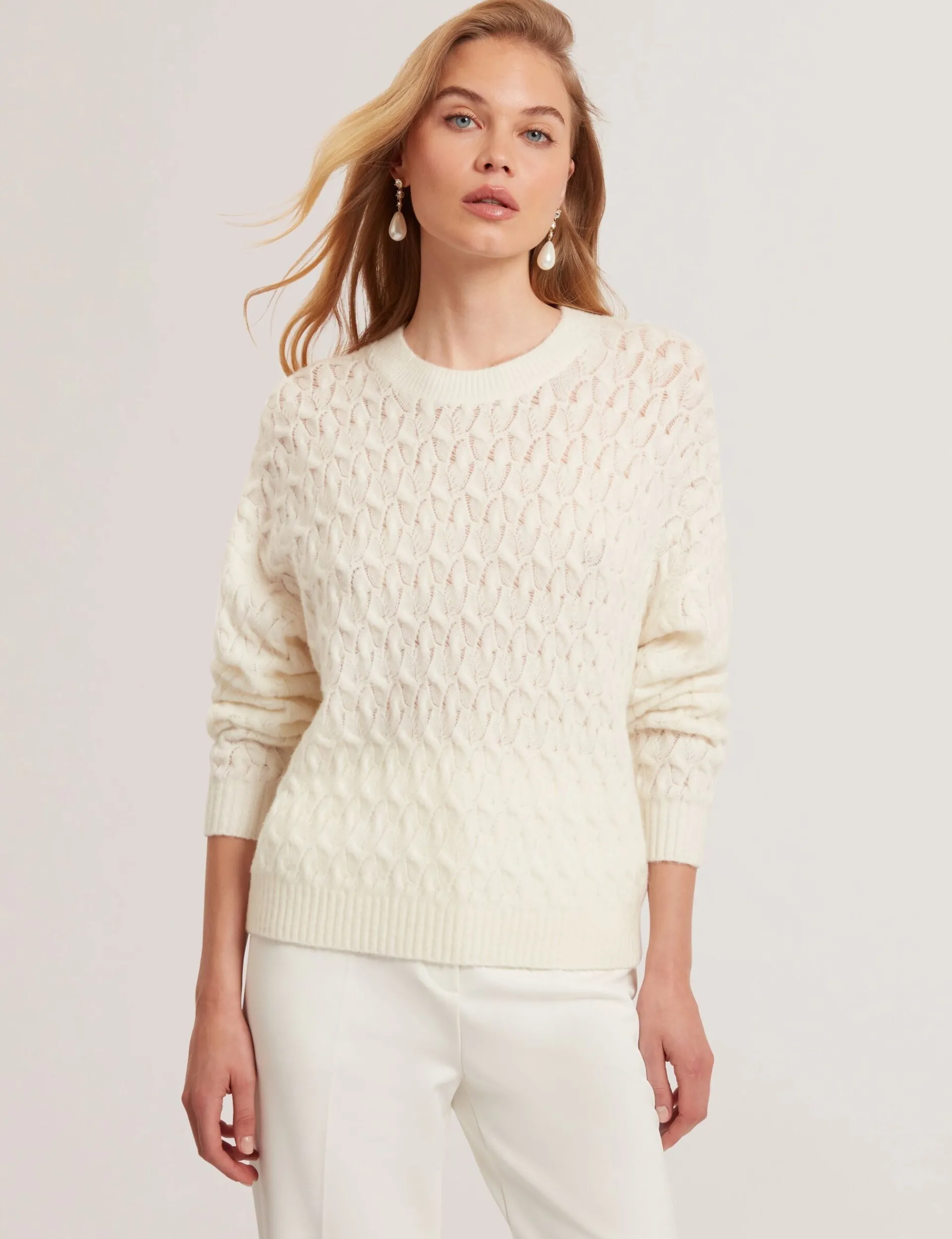 New Lobster Limited Oberteile & Blusen|Pullover & Strickjacken<Pointelle Zopfstrickpullover aus Wolle