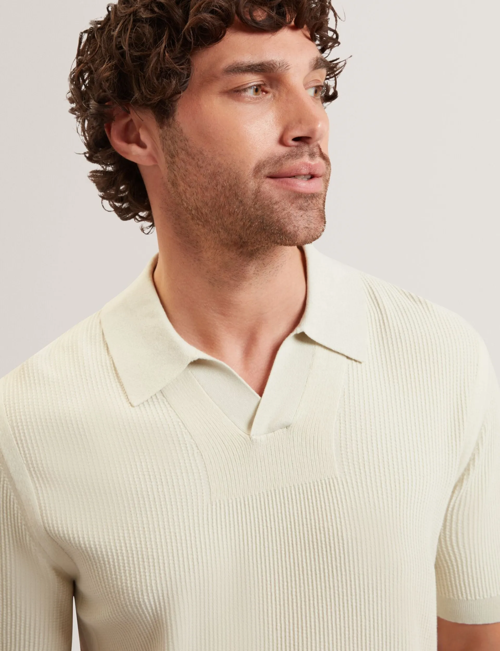 New Lobster Limited Der Weihnachtsladen|Pullover & Strickwaren<Poloshirt mit Rippstrick und offenem Halsausschnitt