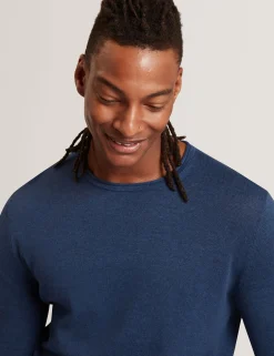 New Lobster Limited Breezy Blues Bearbeiten|Pullover & Strickwaren<Pullover mit gerolltem Saum und Rundhalsausschnitt aus Leinenmischung