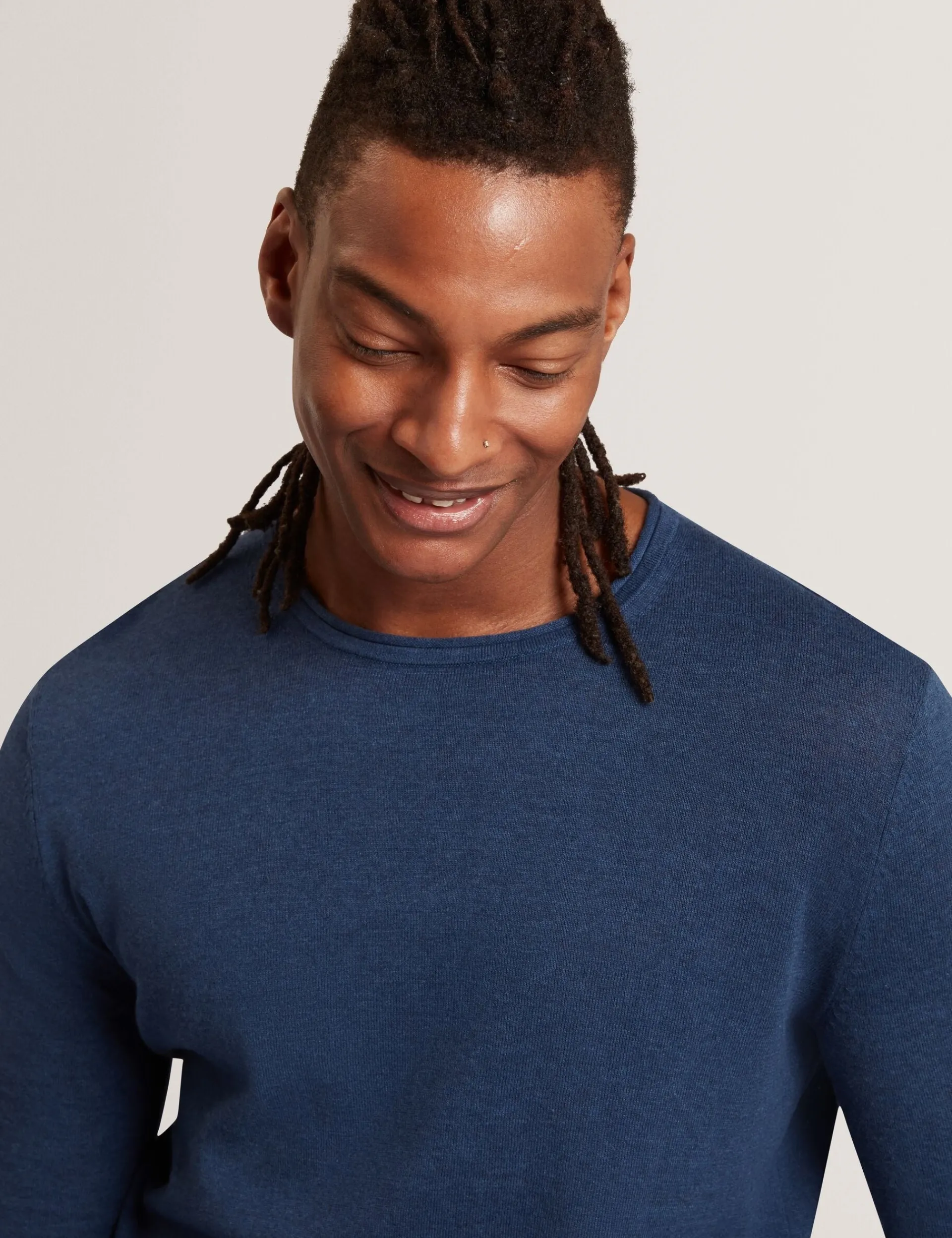 New Lobster Limited Breezy Blues Bearbeiten|Pullover & Strickwaren<Pullover mit gerolltem Saum und Rundhalsausschnitt aus Leinenmischung