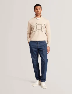 New Lobster Limited Breezy Blues Bearbeiten|Sweatshirts & Kapuzenpullover<Pullover mit halben Reißverschluss und Karomuster