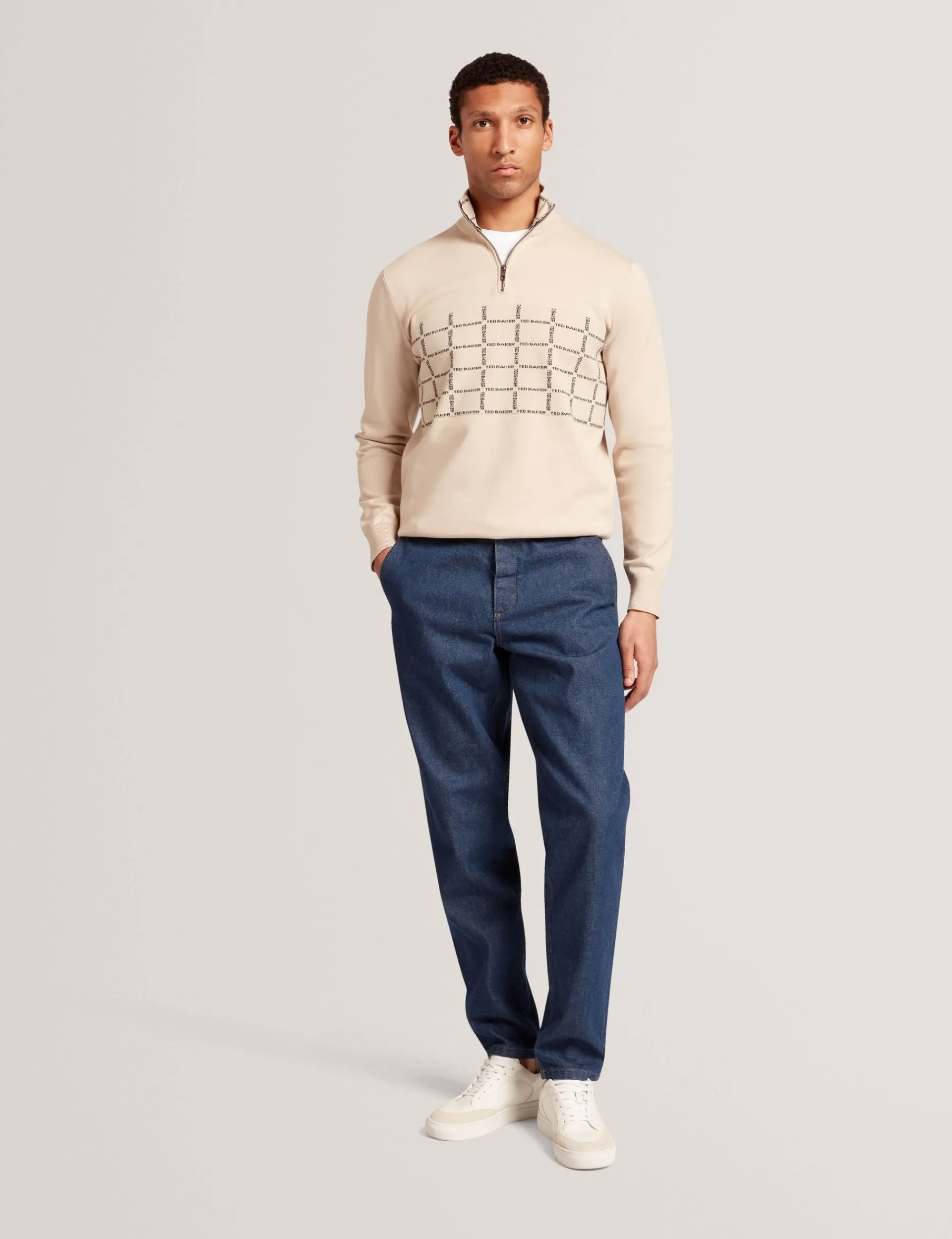 New Lobster Limited Breezy Blues Bearbeiten|Sweatshirts & Kapuzenpullover<Pullover mit halben Reißverschluss und Karomuster