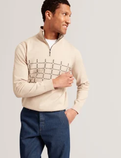 New Lobster Limited Breezy Blues Bearbeiten|Sweatshirts & Kapuzenpullover<Pullover mit halben Reißverschluss und Karomuster