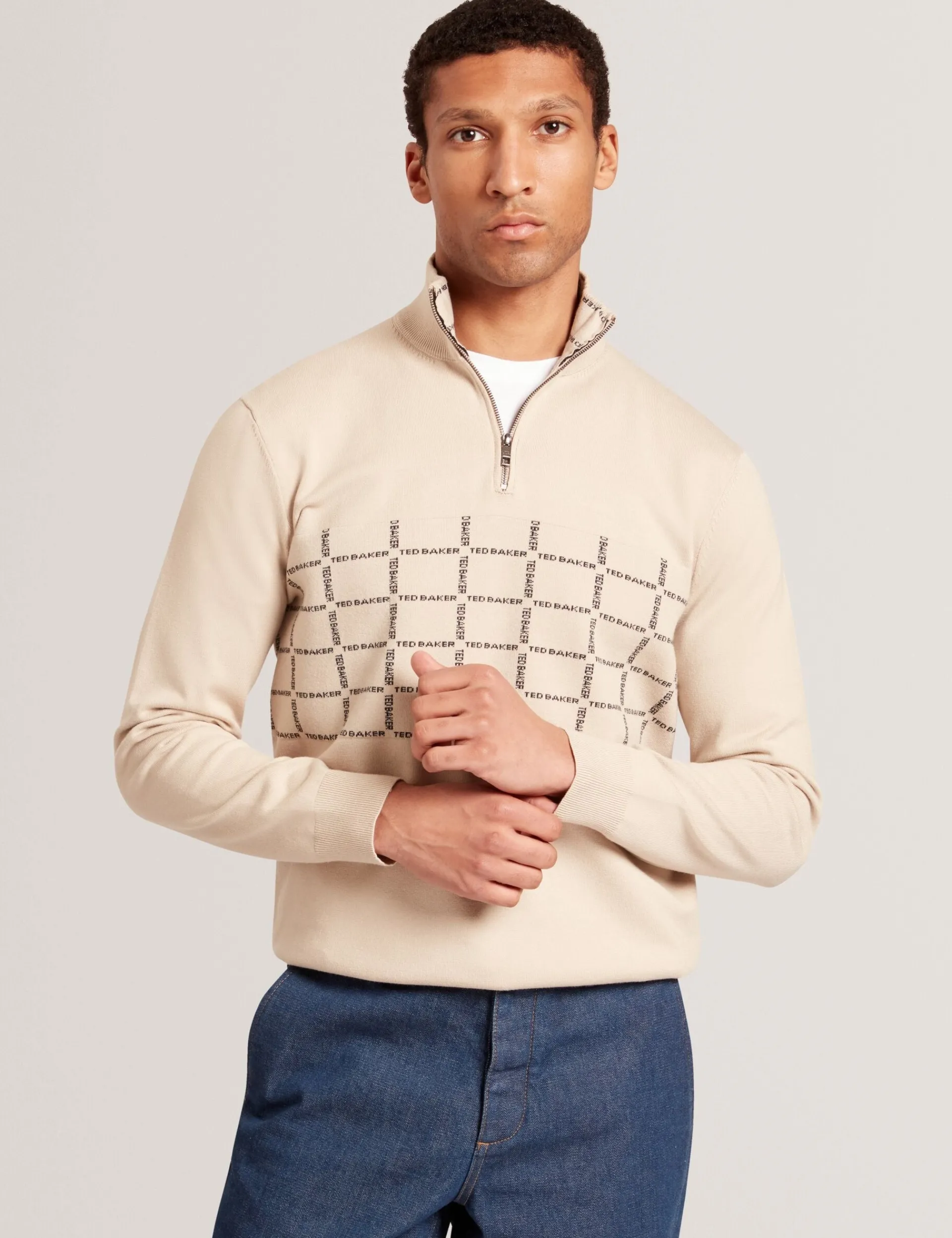 New Lobster Limited Breezy Blues Bearbeiten|Sweatshirts & Kapuzenpullover<Pullover mit halben Reißverschluss und Karomuster