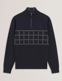 New Lobster Limited Breezy Blues Bearbeiten|Sweatshirts & Kapuzenpullover<Pullover mit halben Reißverschluss und Karomuster
