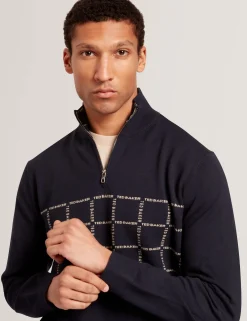 New Lobster Limited Breezy Blues Bearbeiten|Sweatshirts & Kapuzenpullover<Pullover mit halben Reißverschluss und Karomuster