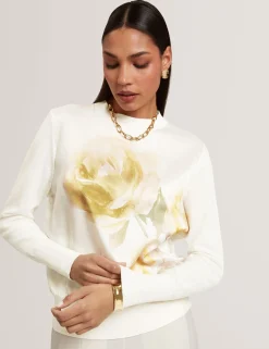 New Lobster Limited Oberteile & Blusen|Neue Frühlingsblumen<Pullover mit Rosenprint und Webfront