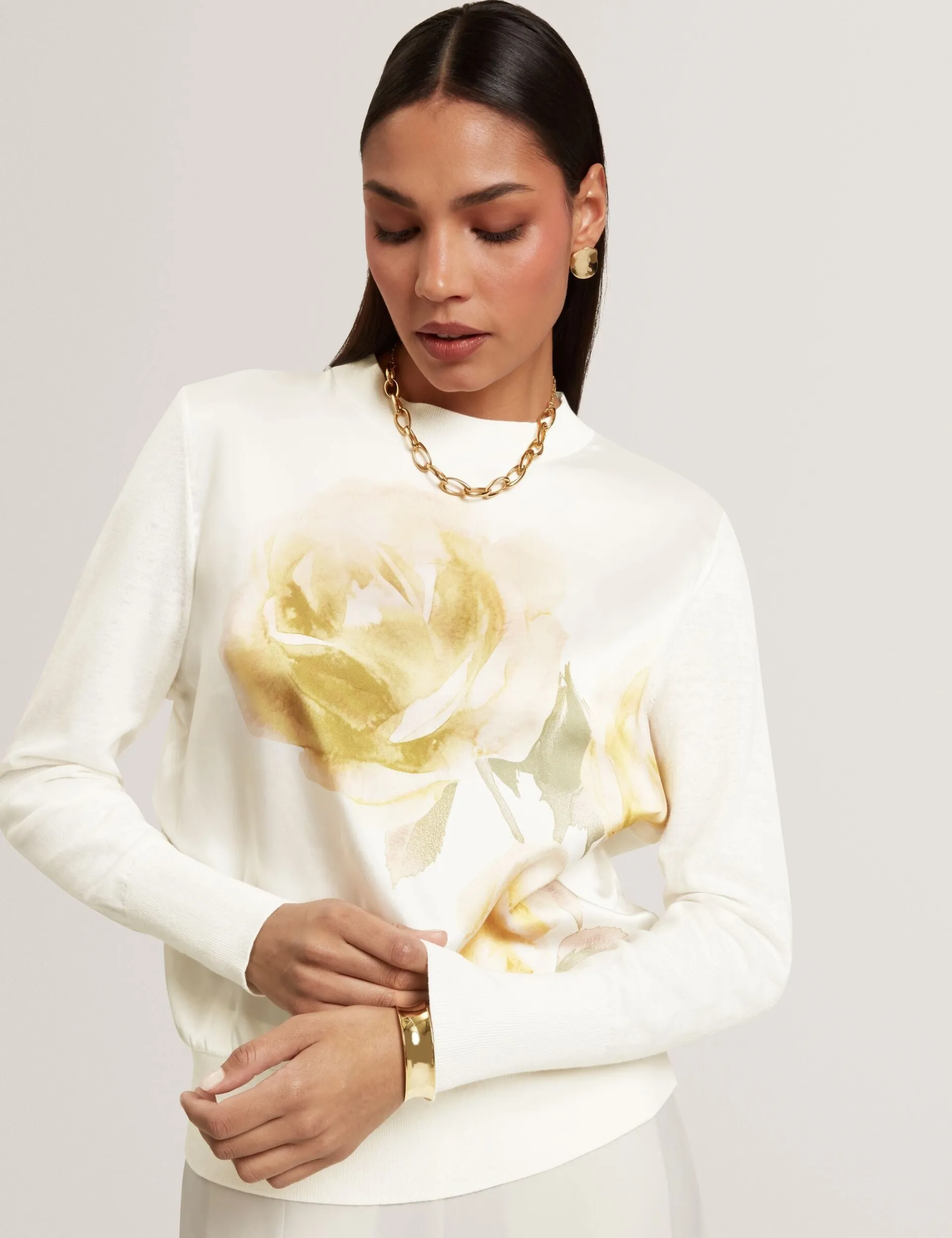 New Lobster Limited Oberteile & Blusen|Neue Frühlingsblumen<Pullover mit Rosenprint und Webfront