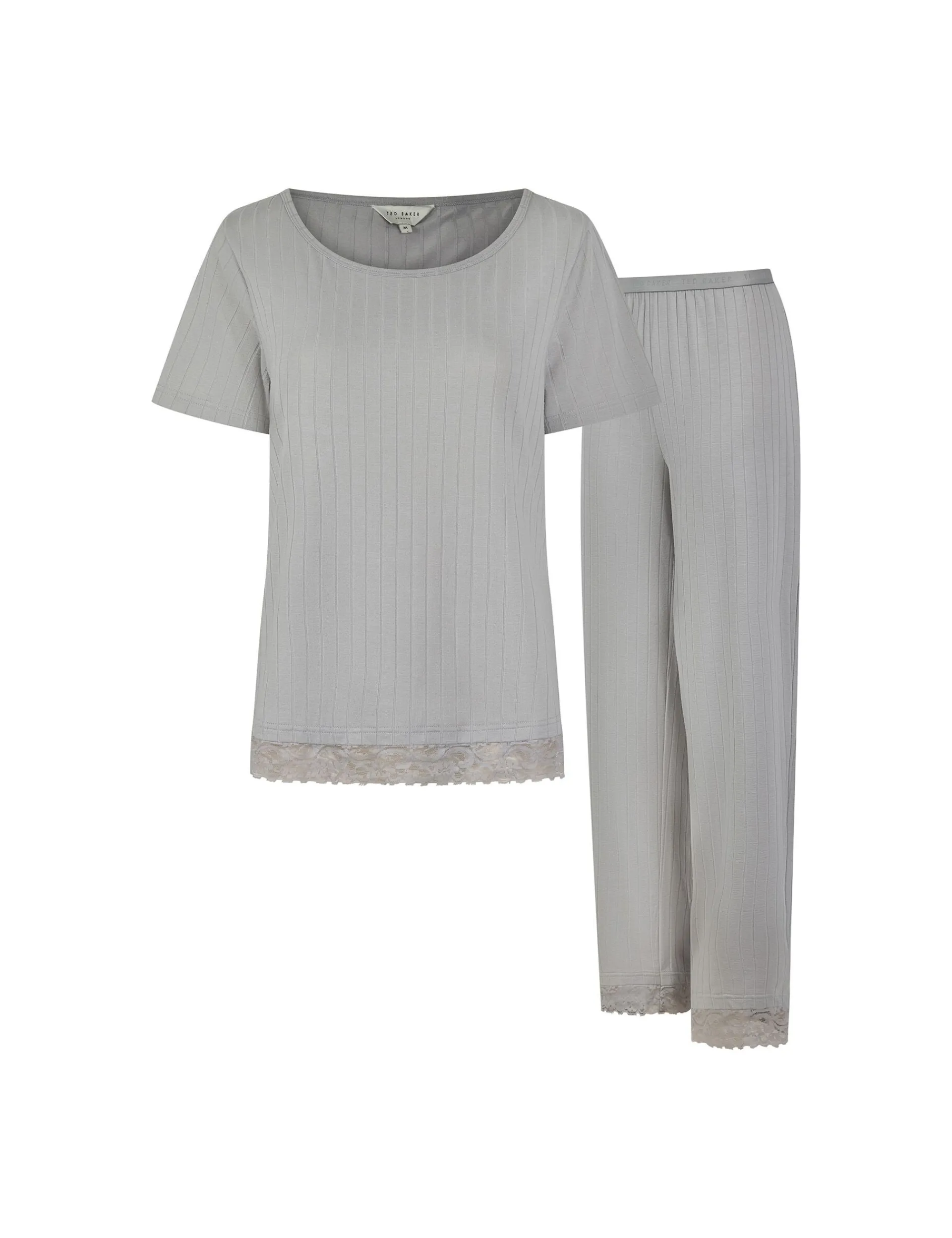 Licensee Pie 2 Brands Nachtwäsche & Dessous|Nachtwäsche & Dessous<Pyjama-Set aus Jersey mit weitem Bein und Spitzenbesatz