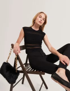 New Lobster Limited Anzüge & Zweiteiler|Oberteile & Blusen<Ärmelloses Crop-Top aus transparentem Strick mit Einsätzen
