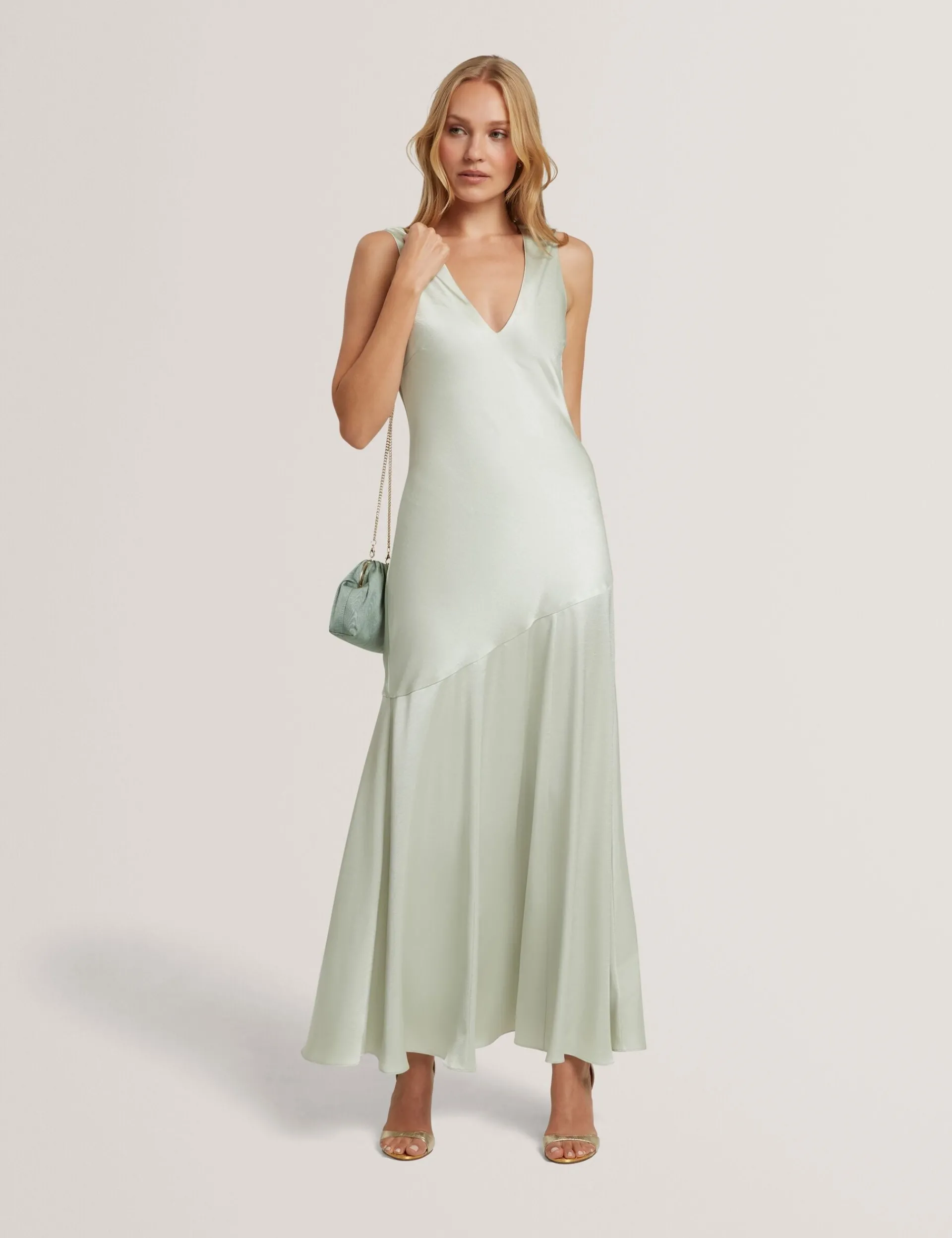 New Lobster Limited Festliche Kleidung|Kleider<Ärmelloses Maxikleid aus Satin mit V-Ausschnitt