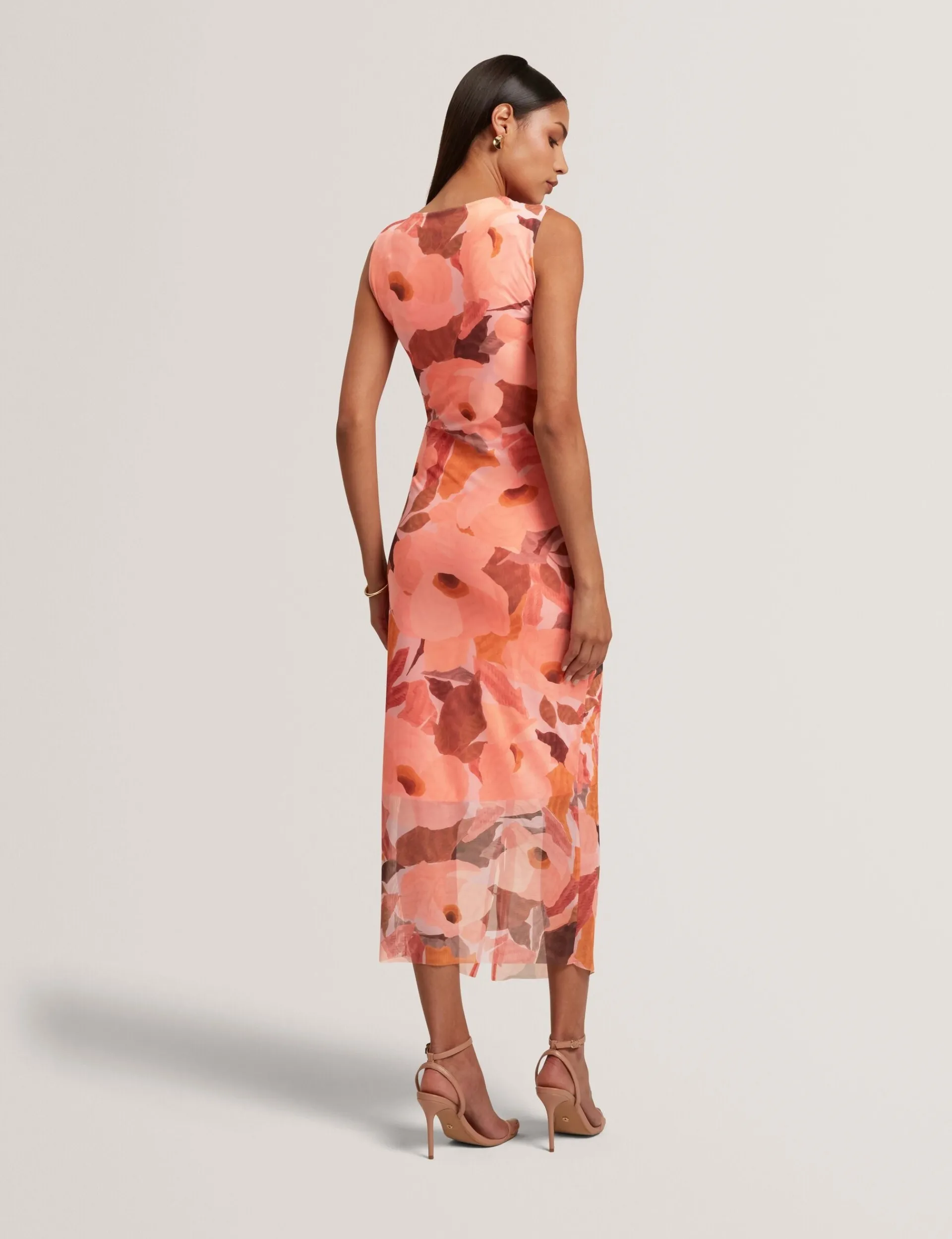 New Lobster Limited Festliche Kleidung|Neue Frühlingsblumen<Ärmelloses Mesh-Bodycon-Kleid mit Gartenmotiv