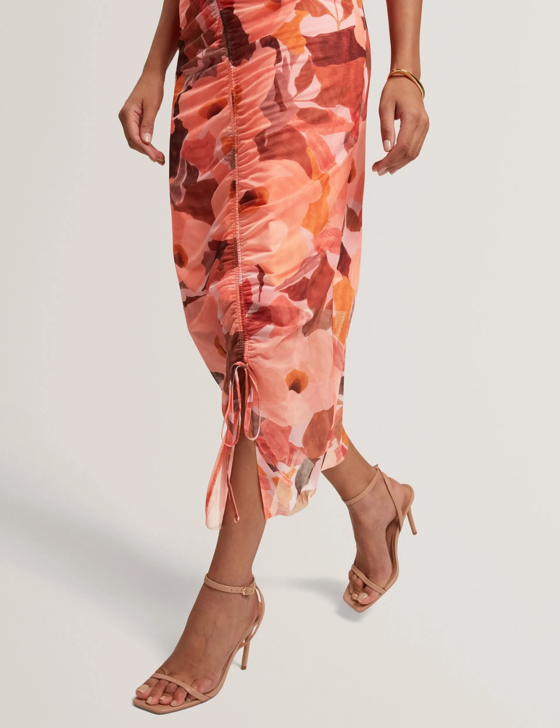New Lobster Limited Festliche Kleidung|Neue Frühlingsblumen<Ärmelloses Mesh-Bodycon-Kleid mit Gartenmotiv