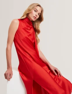 New Lobster Limited Festliche Kleidung|Kleider<Ärmelloses Midikleid aus Satin-Chiffon mit Bindekragen