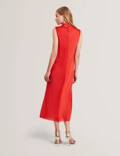 New Lobster Limited Festliche Kleidung|Kleider<Ärmelloses Midikleid aus Satin-Chiffon mit Bindekragen