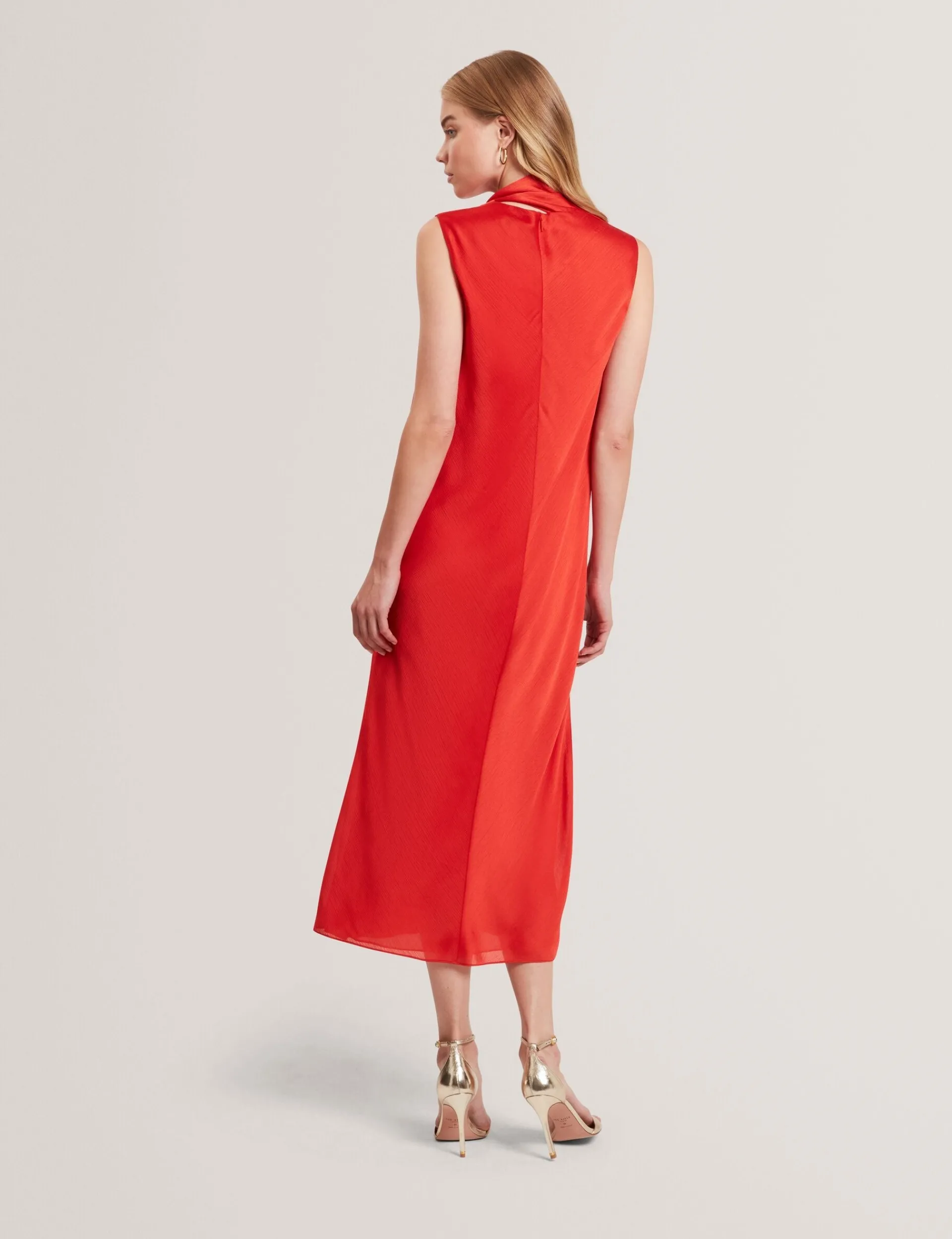 New Lobster Limited Festliche Kleidung|Kleider<Ärmelloses Midikleid aus Satin-Chiffon mit Bindekragen