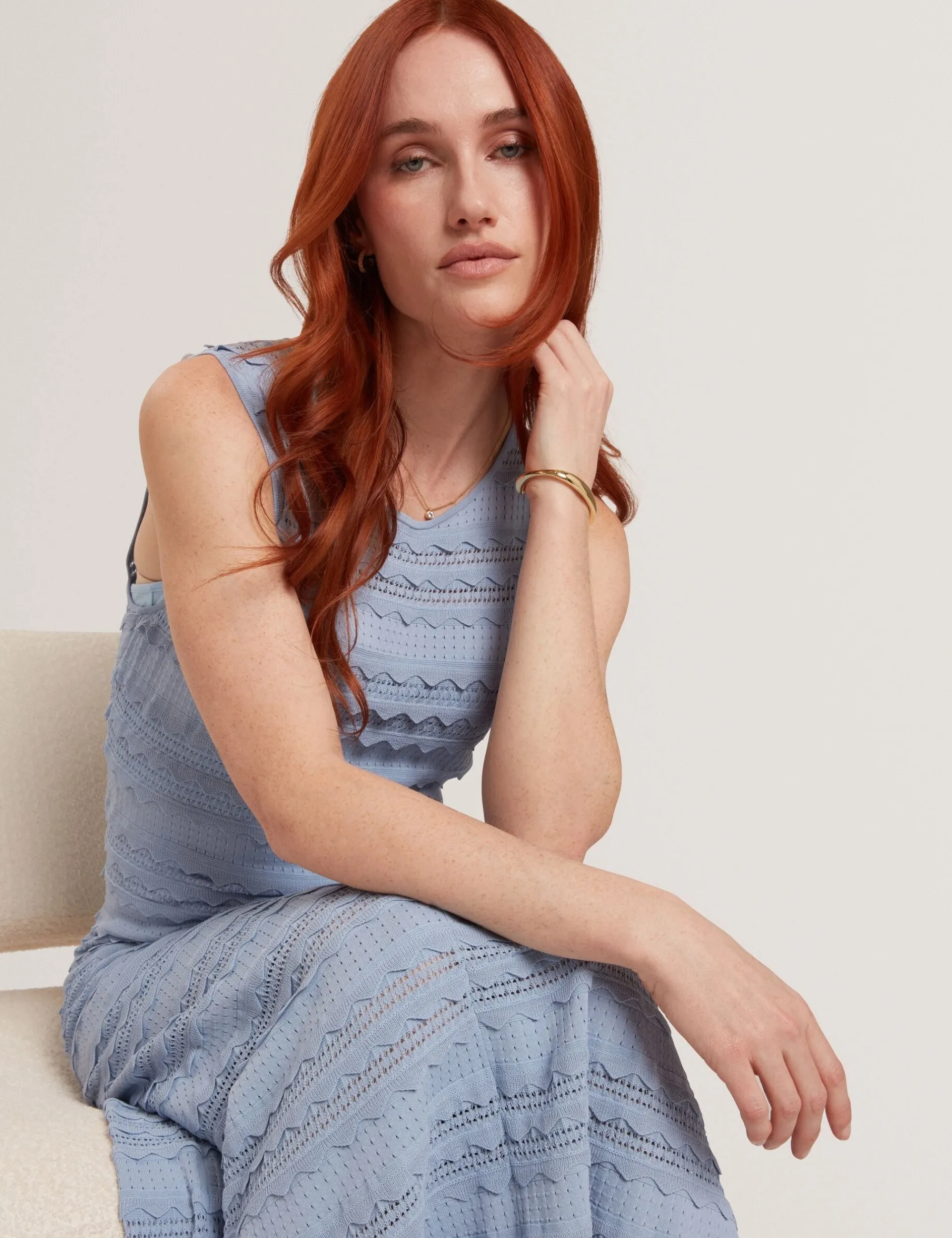 New Lobster Limited Anzüge & Zweiteiler|Festliche Kleidung<Ärmelloses Strick-Midikleid mit Wellenkante