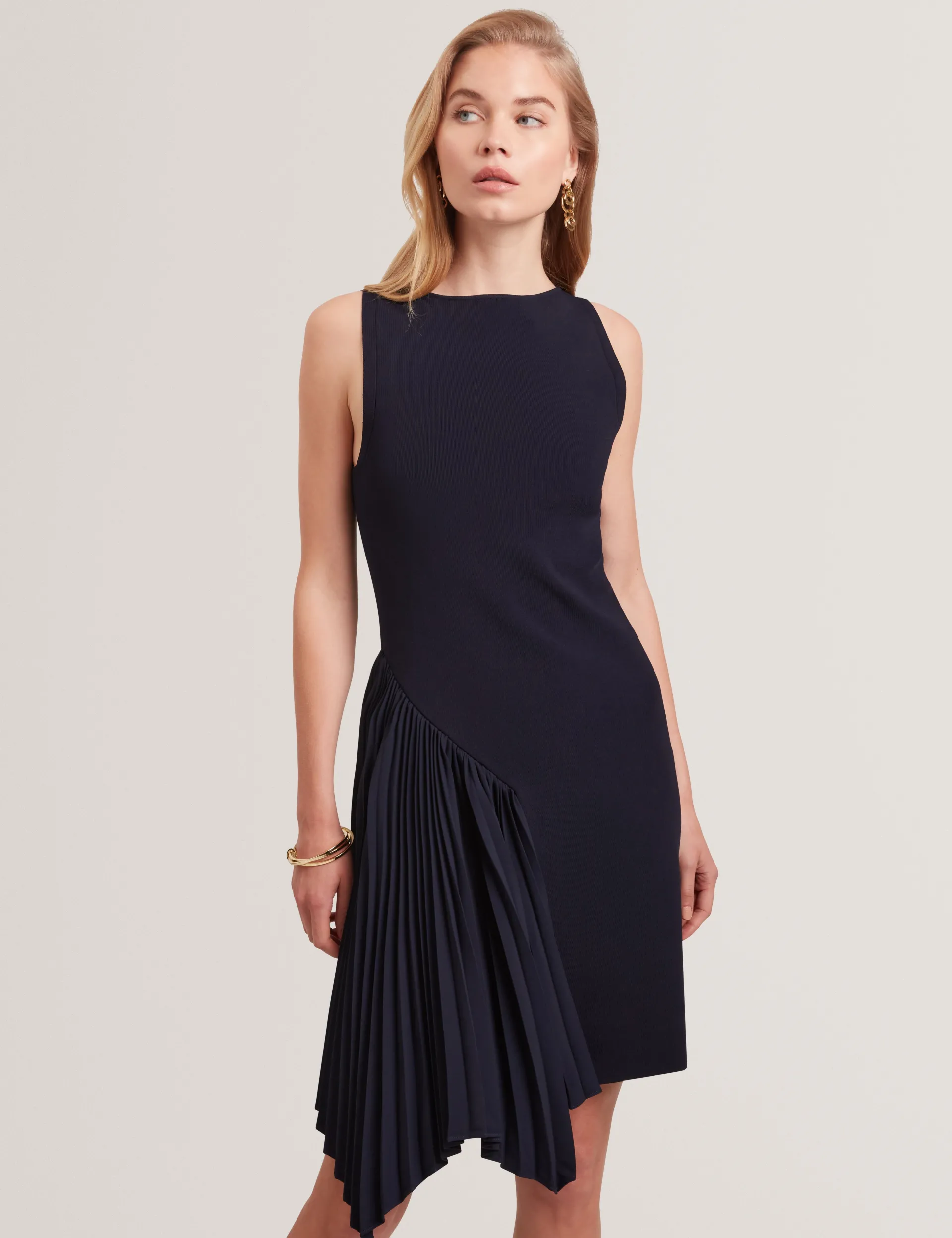 New Lobster Limited Luftiger Blues Bearbeiten|Kleider<Ärmelloses Strickminikleid mit Falteneinsatz