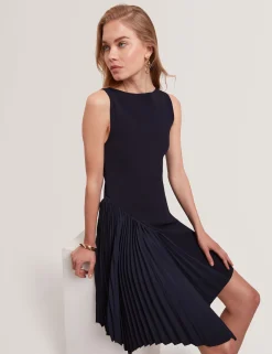 New Lobster Limited Luftiger Blues Bearbeiten|Kleider<Ärmelloses Strickminikleid mit Falteneinsatz