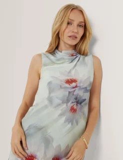 New Lobster Limited Der Weihnachtsladen|Anzüge & Zweiteiler<Ärmelloses Top mit Lilienmuster und drapiertem Ausschnitt