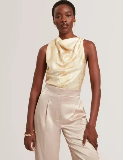 New Lobster Limited Oberteile & Blusen|Golden Hour<Ärmelloses Top mit Spitzenprint und drapiertem Ausschnitt