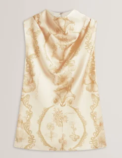 New Lobster Limited Oberteile & Blusen|Golden Hour<Ärmelloses Top mit Spitzenprint und drapiertem Ausschnitt
