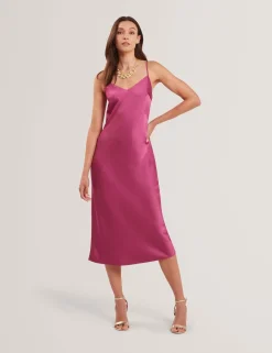 New Lobster Limited Kleider|Die Satin-Kollektion<Satin-Midikleid mit abnehmbarem Tanktop