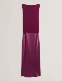 New Lobster Limited Kleider|Die Satin-Kollektion<Satin-Midikleid mit abnehmbarem Tanktop