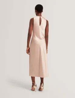 New Lobster Limited Festliche Kleidung|Kleider<Satin-Midikleid mit hohem Wasserfallausschnitt