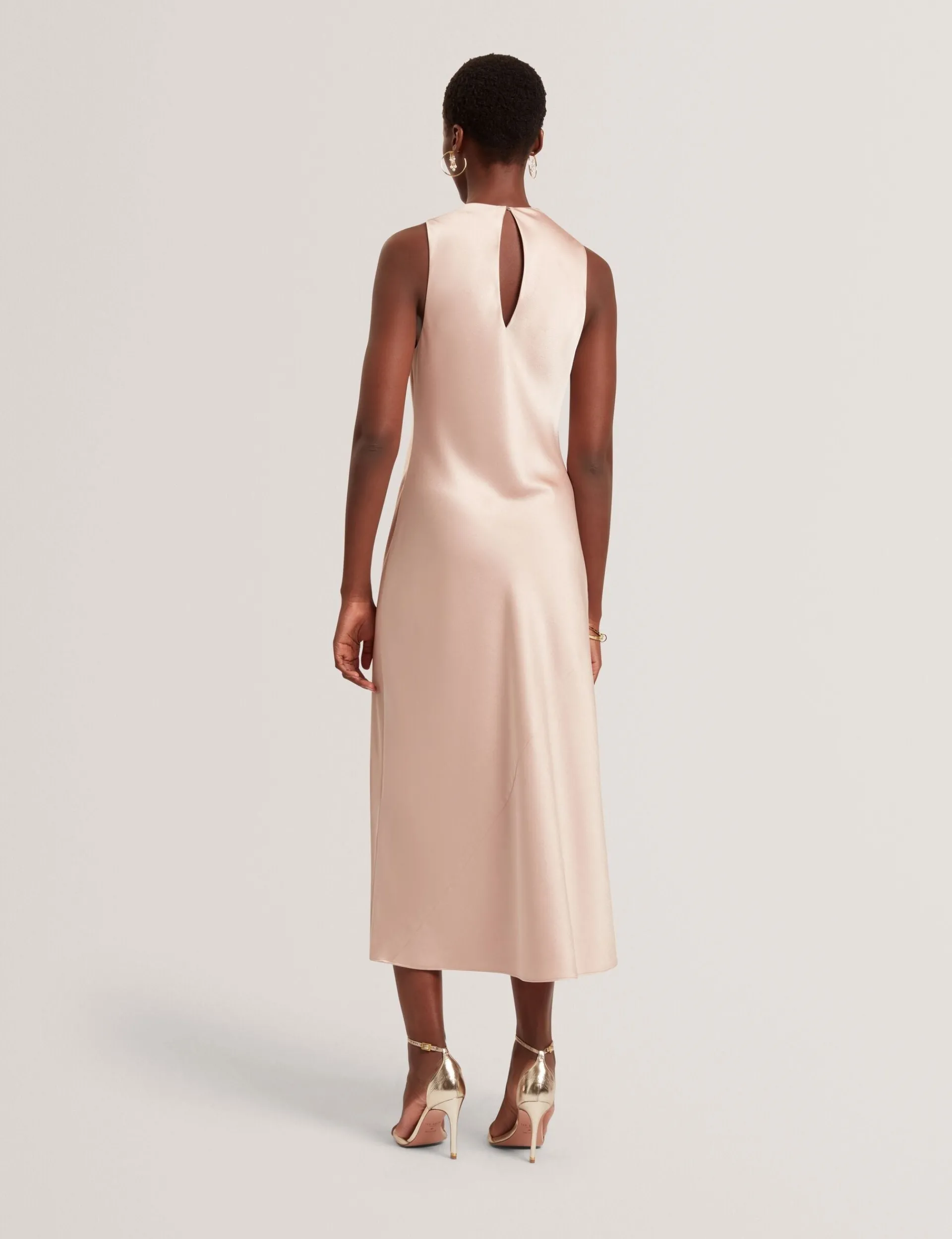 New Lobster Limited Festliche Kleidung|Kleider<Satin-Midikleid mit hohem Wasserfallausschnitt