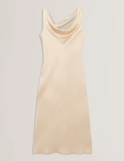 New Lobster Limited Die Hochzeitsredaktion|Golden Hour<Satin Midi-Kleid mit Wasserfallausschnitt