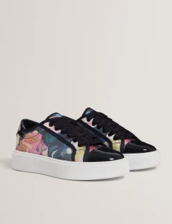 New Lobster Limited Trainer|Neue Frühlingsblumen<Satin-Plateau-Sneaker mit Blumenmuster